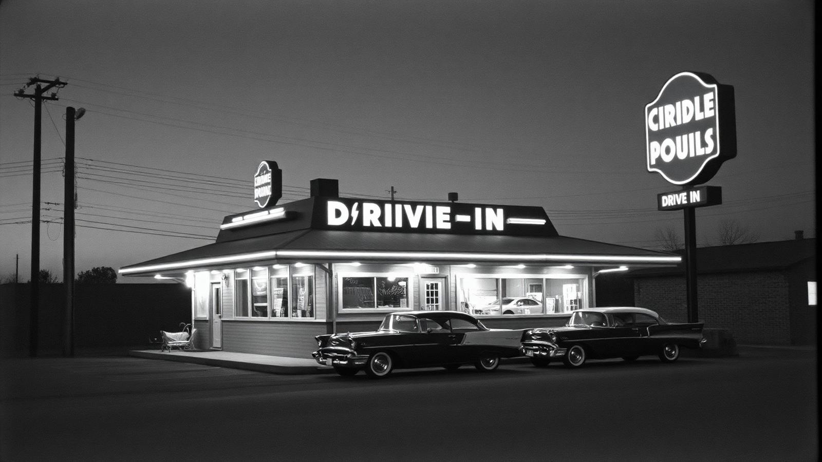 The historic Dari-ette Drive-In at dusk